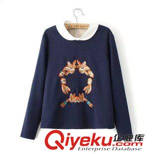 15年8月26-31 秋季人氣新款 女士氣質蘭花印花黑線條空氣層衛衣11RM-8.488