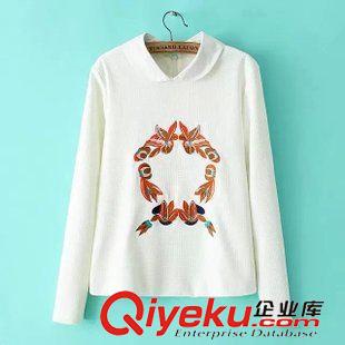 15年8月26-31 時尚甜美秋裝 女士花環刺繡娃娃領網格浮雕套頭衛衣11RM-8.491原始圖片2