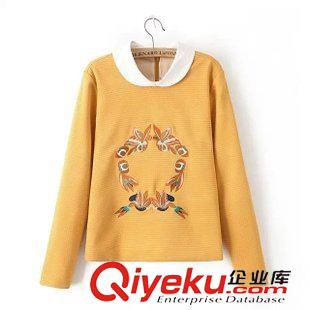 15年8月26-31 時尚甜美秋裝 女士花環刺繡娃娃領網格浮雕套頭衛衣11RM-8.491原始圖片3