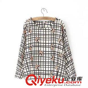 15年8月26-31 時(shí)尚清新百搭秋裝 女士不規(guī)則格紋七分袖上衣襯衫11RM-8.483
