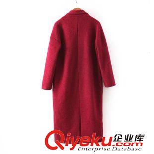 15年8月21-25 歐洲站人氣熱賣爆款 女士霸氣超長(zhǎng)款酒紅色百搭羊毛大衣21-10.186原始圖片3