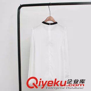 15年8月16-20 甜美秋裝爆款 女士蝴蝶結(jié)系帶領(lǐng)花朵燙鉆百搭長袖襯衫11TT-8.284原始圖片2