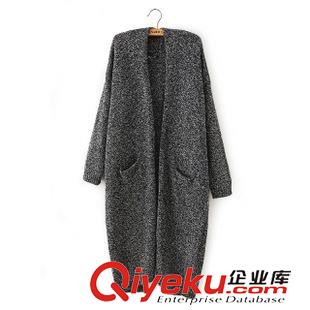 15年8月16-20 韓時尚百搭爆款 女寬松加大碼后開叉混色針織開衫毛衣15YF-8.251