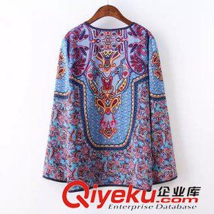 15年8月16-20 歐洲站秋裝新款 女士巴洛克定位印花長袖套頭襯衫18XN-8.297原始圖片2
