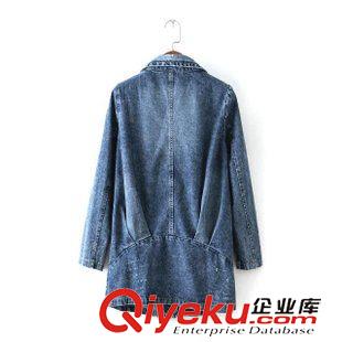 15年8月11-15 時尚休閑簡約新款秋裝 女士大碼中長款翻領牛仔外套25BC-8.170原始圖片2