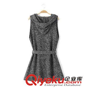 15年8月11-15 早秋新款 女士休閑百搭腰帶修身無袖針織連帽馬甲5LTB-8.244原始圖片3