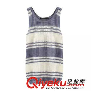15-7月01-05 時尚簡約新款 女士人氣款粗細條紋無袖粗毛線套頭針織衫1JQ-7.041