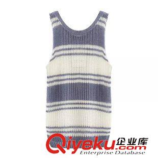 15-7月01-05 時尚簡約新款 女士人氣款粗細條紋無袖粗毛線套頭針織衫1JQ-7.041