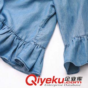 15-7月01-05 歐美風夏裝 女士氣質一字領松緊領荷葉擺牛仔娃娃衫上衣1OL-7.049