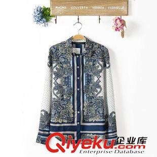 15-6月26-30 歐美氣質(zhì)時(shí)尚爆款 女士定位花深色印花長袖襯衫襯衣24BJ-6.492