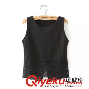 15-6月6-10 時尚潮流白領必備 女士蕾絲下擺拼接后開叉無袖雪紡衫24XL-6.140原始圖片2