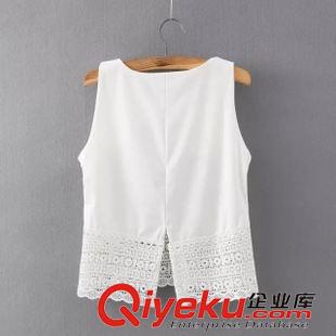15-6月6-10 時尚潮流白領必備 女士蕾絲下擺拼接后開叉無袖雪紡衫24XL-6.140原始圖片3