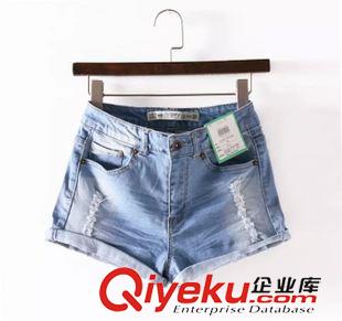 15-6月1-5 歐美夏裝熱賣爆款 女士個性兩邊磨破卷邊牛仔短褲2WS-6.059