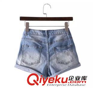 15-6月1-5 歐美夏裝熱賣爆款 女士個性兩邊磨破卷邊牛仔短褲2WS-6.059