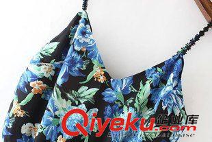 15-6月1-5 夏季清涼人氣款 女士清新田園花朵印花吊帶連體短褲5OL-6.003