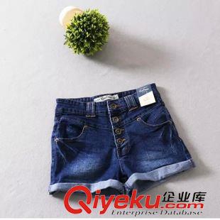 15-6月1-5 歐美夏裝熱賣爆款 女士四粒扣簡約水洗卷邊牛仔短褲2WS-6.060