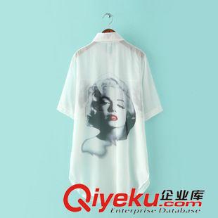 防曬衣 夏季百搭必備女裝 夢露3D前后印花弧形下擺雪紡防曬衣20MY-5.063