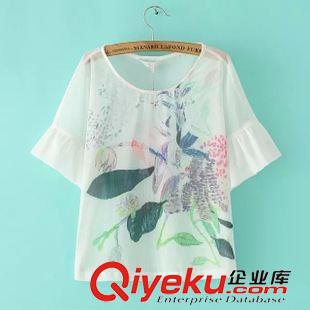 T恤 歐洲站時尚新款 女網紗拼接卡通美女頭像印花T恤雪紡衫5AZ-5.329