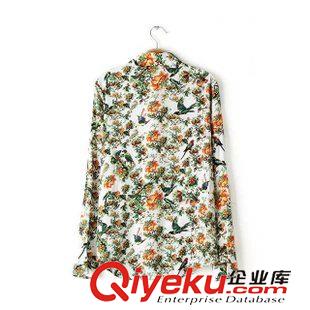 襯衫/雪紡衫 歐美2015秋裝新款女裝 滿身印花長袖雪紡襯衫女1LYZ-9.707