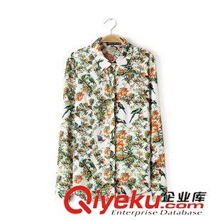 襯衫/雪紡衫 2015春夏新款 歐美女裝 飛鳥長袖打底碎花襯衫襯衣上衣1LYZ-9.708