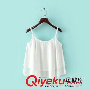 小背心/吊帶衫 韓版時尚夏熱賣 女甜美民族刺繡雙層雪紡吊帶衫背心20MY-5.271