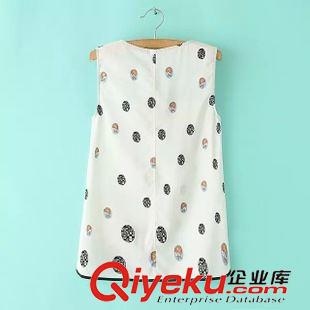 小背心/吊帶衫 夏季時尚潮流爆款 女士橢圓印花黑邊拼接雪紡無袖背心11RM-5.370