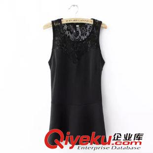 小背心/吊帶衫 歐美人氣熱賣爆款 女蕾絲拼接荷葉擺純色打底背心衫24BJ-6.472原始圖片2