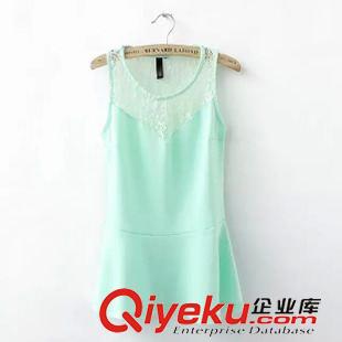 小背心/吊帶衫 歐美人氣熱賣爆款 女蕾絲拼接荷葉擺純色打底背心衫24BJ-6.472原始圖片3