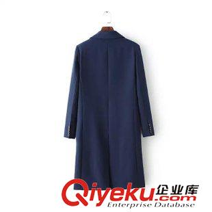西裝/西服 韓版秋裝人氣爆款 女士雙排扣中長款深藍(lán)氣質(zhì)西裝西服SYF-9.056原始圖片3