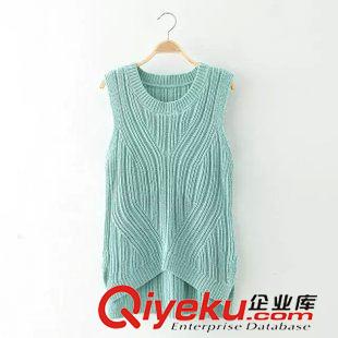 馬甲/背心 日系清新文藝范 秋季圓領(lǐng)豎條紋理不規(guī)則針織馬甲女12YG-9.672原始圖片2