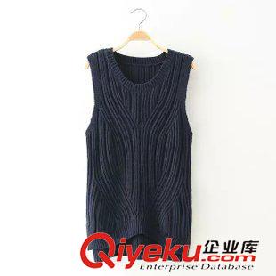 馬甲/背心 日系清新文藝范 秋季圓領(lǐng)豎條紋理不規(guī)則針織馬甲女12YG-9.672原始圖片3