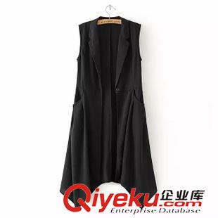 馬甲/背心 歐美風(fēng)時(shí)尚爆款 女士百搭個(gè)性超長雪紡拼接純色馬甲11RM-5.008