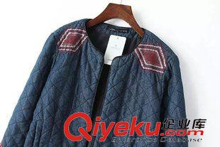 外套 /夾克 歐洲站2015秋季女裝新 肩部幾何刺繡衍縫夾棉牛仔外套23YG-9.744原始圖片3
