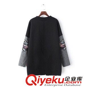 外套 /夾克 韓版潮款秋季女裝新品 V領長款定位老鷹印花拼色長外套11AK-9.716