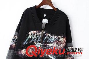 外套 /夾克 韓版潮款秋季女裝新品 V領長款定位老鷹印花拼色長外套11AK-9.716