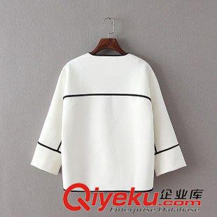 外套 /夾克 韓版潮2015秋季女開衫 翻領包邊撞色九分袖下開叉外套11AK-9.713