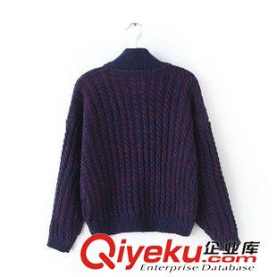 外套 /夾克 2015網絡爆款秋冬裝新款 紫色夾克式針織拉鏈立領毛衣01YY-9.692