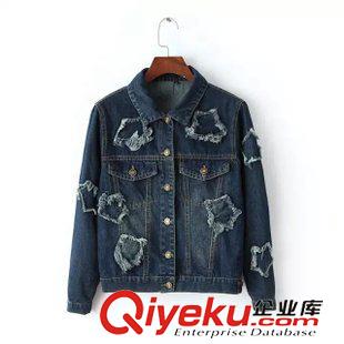 外套 /夾克 時尚韓版秋裝新品 女翻領時尚磨破五角星補丁牛仔外套23YG-9.671