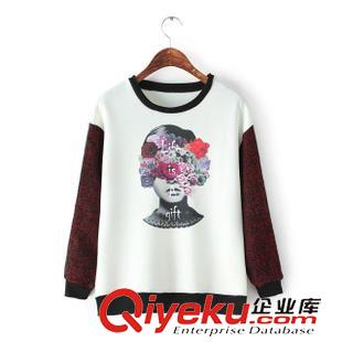 衛衣/絨衫 歐美秋季女裝新品上衣 圓領定位水墨印花空氣層衛衣5XE-9.741