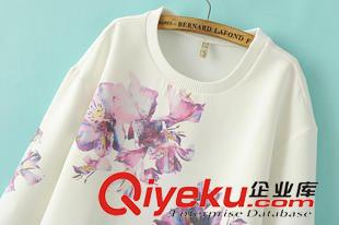 衛衣/絨衫 歐美秋季女裝新品上衣 圓領定位水墨印花空氣層衛衣5XE-9.741