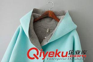 棉衣/棉服 歐美風(fēng)秋裝爆款 女撞色羊羔絨內(nèi)膽連帽糖果色大衣外套14ZW-8.256原始圖片3