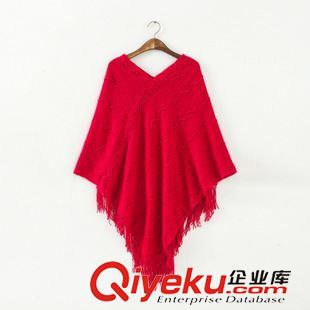 針織衫/毛衣 秋冬新品女裝 V領波浪紋流蘇拼接披肩斗篷毛衣JIA-9.731原始圖片2