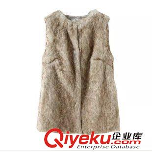 皮衣/皮草 歐洲站2015秋冬女裝新款開衫 仿皮草百搭無袖暗扣馬甲1JQ-9.301