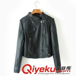 皮衣/皮草 歐美秋冬高品質新 女士斜拉鏈短款修身機車皮衣外套10RG-7.311原始圖片2