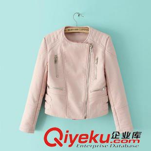 皮衣/皮草 歐美機車皮衣外套 女多色太空棉多拉鏈機車復合皮衣5JJ-9.327原始圖片2