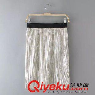 半身裙/短裙 歐洲站2015女裝新品短裙 松緊腰金屬ts鏤空拼接半裙18LZ-9.725