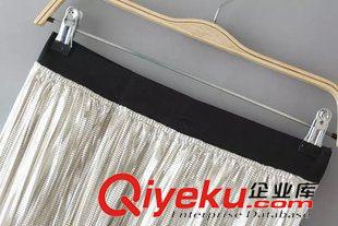 半身裙/短裙 歐洲站2015女裝新品短裙 松緊腰金屬ts鏤空拼接半裙18LZ-9.725