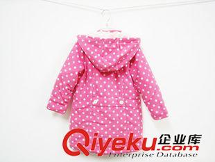 兒童冬裝棉衣／羽絨服 {zx1}女童棉風(fēng)衣 粉色園點(diǎn)牛角扣女童夾棉連帽長(zhǎng)款棉衣G15899原始圖片3