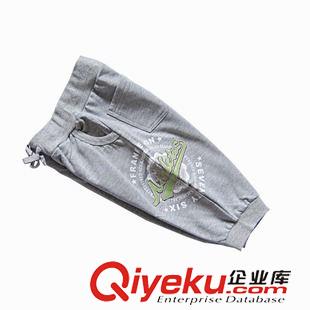 兒童沙灘褲／打底褲／長褲／棉褲 15春夏男童褲 全棉灰色松緊腰中大童男童束口休閑七分褲B21146原始圖片2