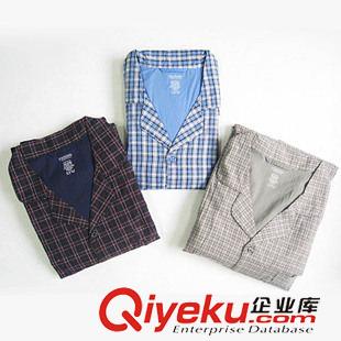 男女成人家居服／卡通圖案睡衣 新款男家居服套裝 外貿(mào)原單格子超大碼男士家居服二件套